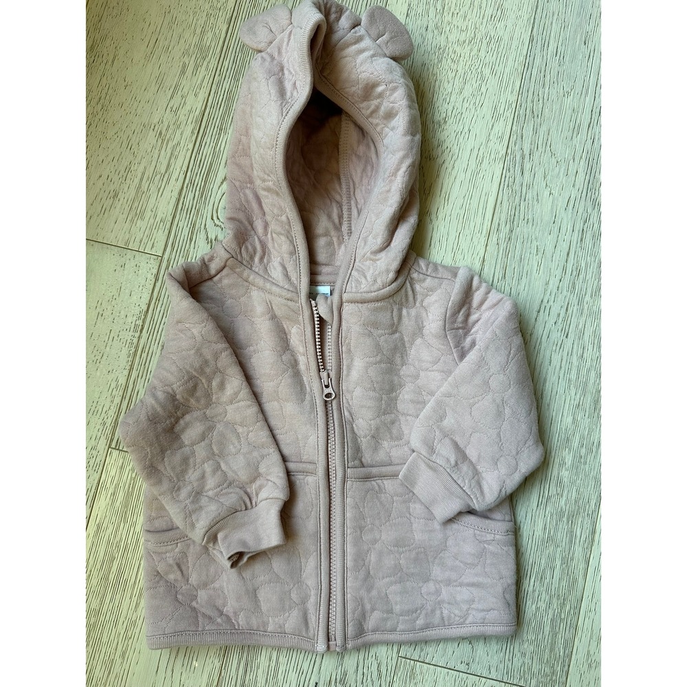 Carters Just One You Baby Girl Pink Quilted Zip Hoodie Bear Ears 6M 1T783510